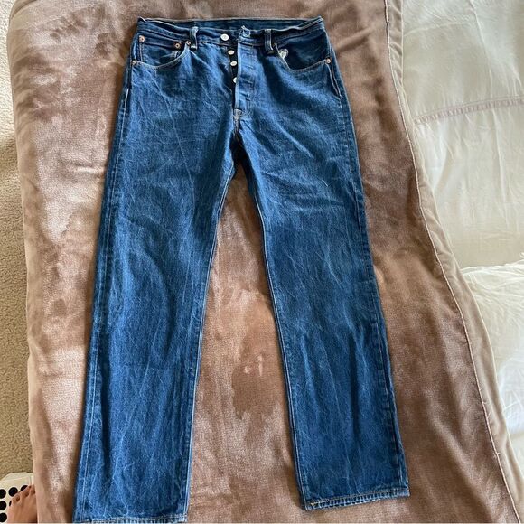 Levi Strauss & Co Men's Blue Jeans Size 34/34 501 Button Fly - Picture 3 of 11